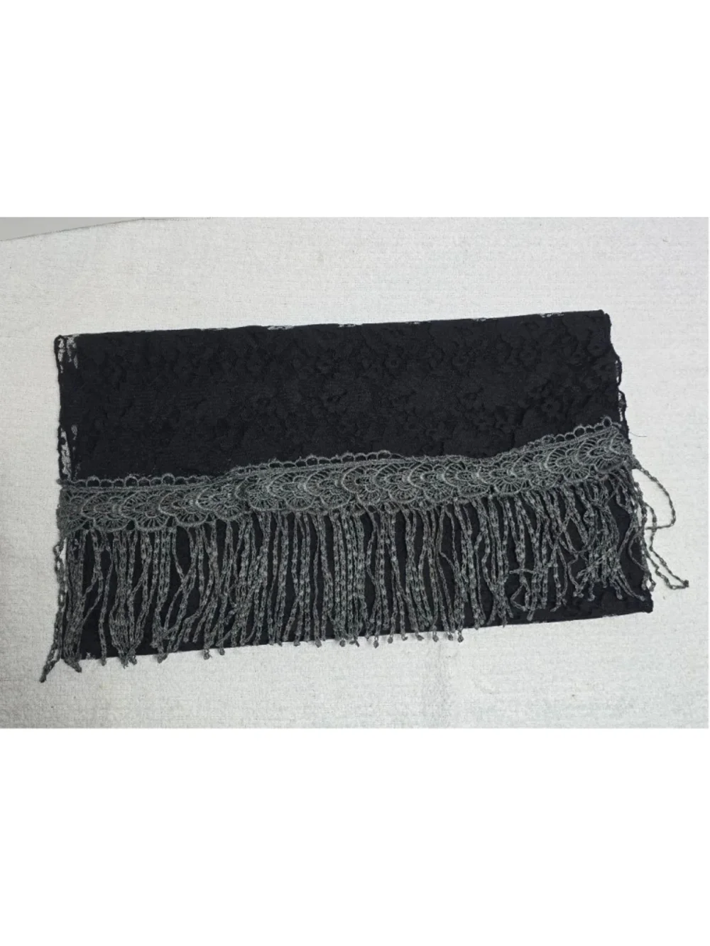 Women's Maurices Black Lace Fringe Scarf One Size